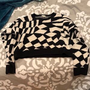Debut Monochrome Abstract Pattern Sweater Retro Fashion Chic